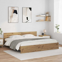 Ramka łóżka Ze LED Lights Dąb rzemieślniczy 200 x 200 cm