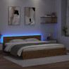 Ramka łóżka Ze LED Lights Dąb rzemieślniczy 200 x 200 cm