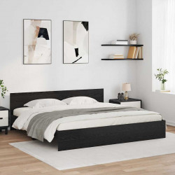 Ramka łóżka Czarny Dąb 200 x 200 cm Materiał drewnopochodny