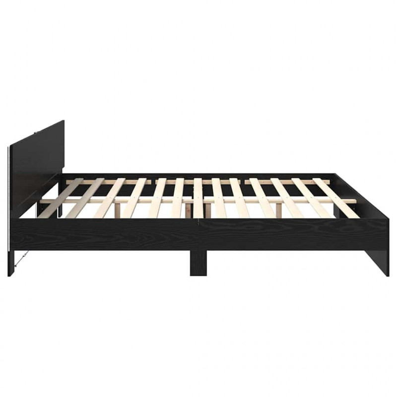 Ramka łóżka Czarny Dąb 200 x 200 cm Materiał drewnopochodny