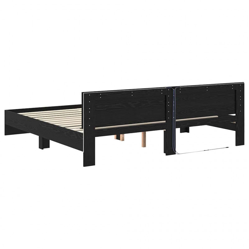 Ramka łóżka Czarny Dąb 200 x 200 cm Materiał drewnopochodny
