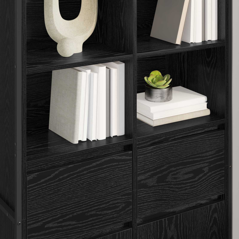 Bufet z szufladą 2 pcs Czarny Dąb 81 x 36 x 150.5 cm