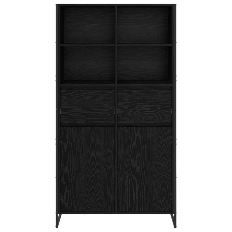 Bufet z szufladą 2 pcs Czarny Dąb 81 x 36 x 150.5 cm
