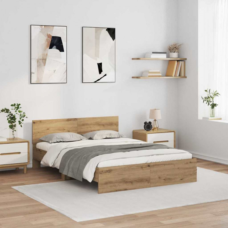 Ramka łóżka Ze LED Lights Dąb rzemieślniczy 160 x 200 cm