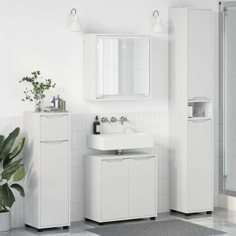 Zestaw mebli łazienkowych 4 pcs Biały Materiał drewnopochodny