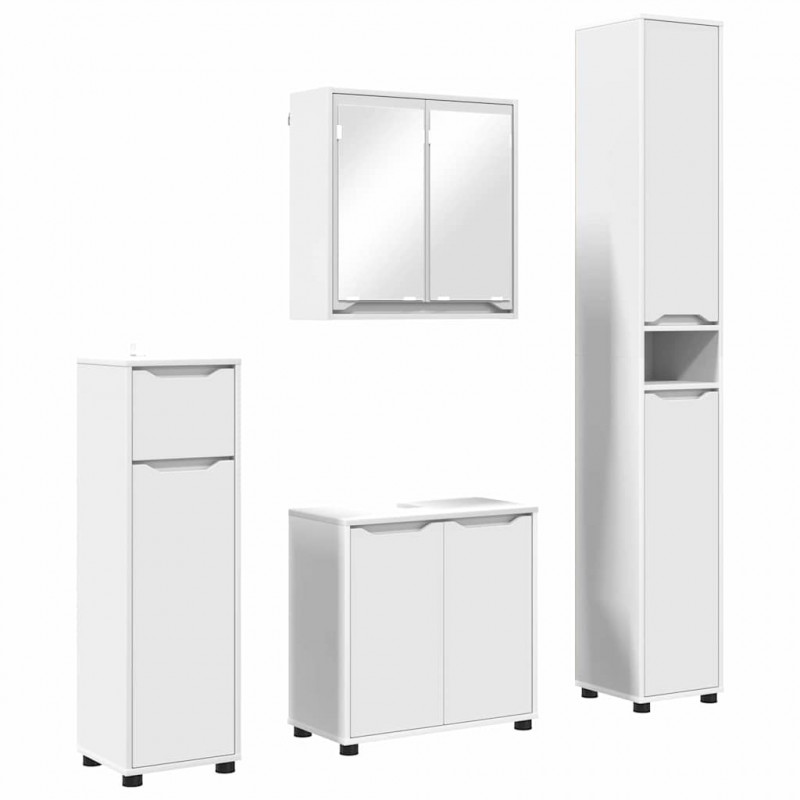 Zestaw mebli łazienkowych 4 pcs Biały Materiał drewnopochodny