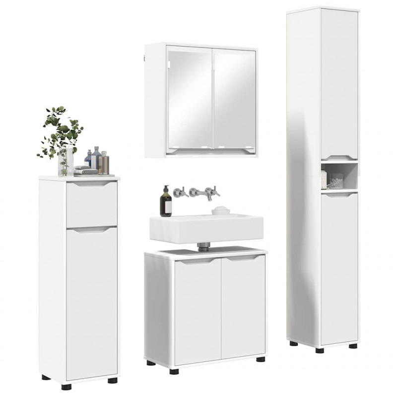Zestaw mebli łazienkowych 4 pcs Biały Materiał drewnopochodny