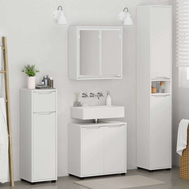 Zestaw mebli łazienkowych 4 pcs Biały Materiał drewnopochodny