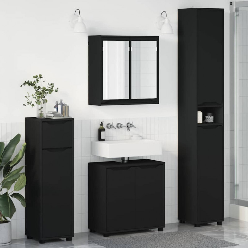 Zestaw mebli łazienkowych 4 pcs Czarny Materiał drewnopochodny
