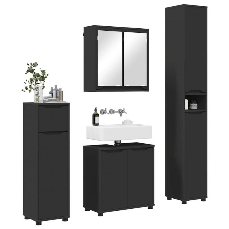 Zestaw mebli łazienkowych 4 pcs Czarny Materiał drewnopochodny