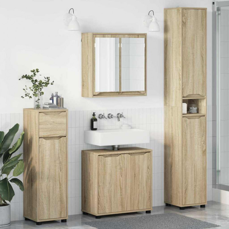 Zestaw mebli łazienkowych z szufladą z półką 4 pcs Dąb Sonoma