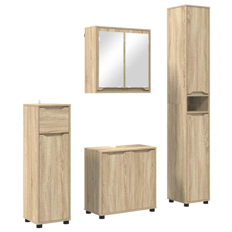 Zestaw mebli łazienkowych z szufladą z półką 4 pcs Dąb Sonoma