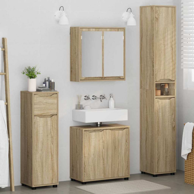 Zestaw mebli łazienkowych z szufladą z półką 4 pcs Dąb Sonoma