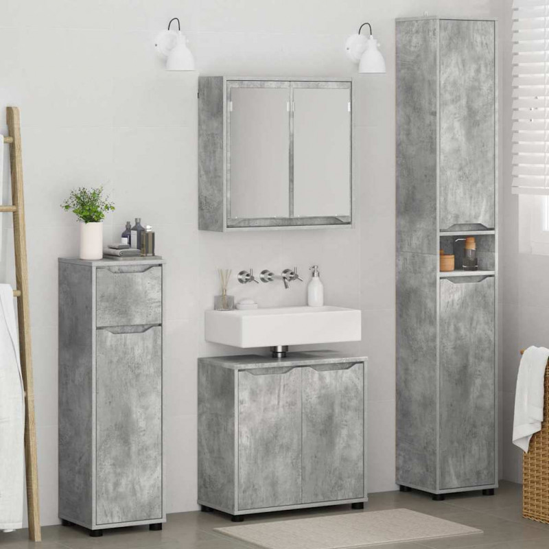 Zestaw mebli łazienkowych z szufladą 4 pcs Betonowy szary