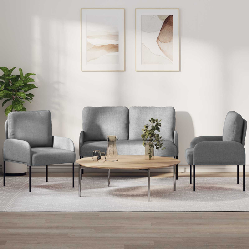 Zestawy sof 3 pcs Jasnoszary 115 x 56 x 80 cm sklejka