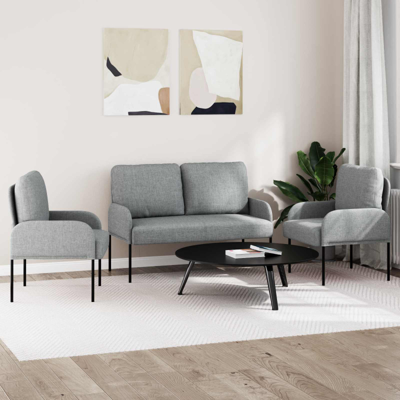 Zestawy sof 3 pcs Jasnoszary 115 x 56 x 80 cm sklejka