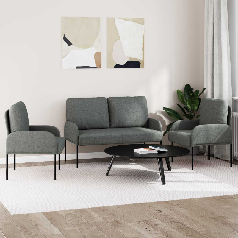 Zestawy sof 3 pcs Ciemnoszary 115 x 56 x 80 cm sklejka