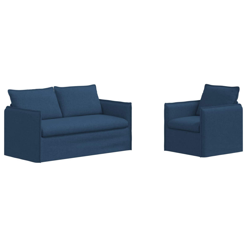 Zestaw Sof 2 pcs Niebieski 196 x 82 x 85 cm tkanina