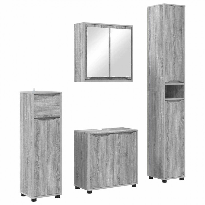 Zestaw mebli łazienkowych z szufladą z półką 4 pcs Szary Sonoma