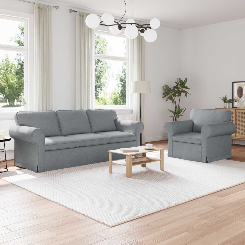 Zestaw Sof 2 pcs Jasnoszary 215 x 82 x 80 cm tkanina