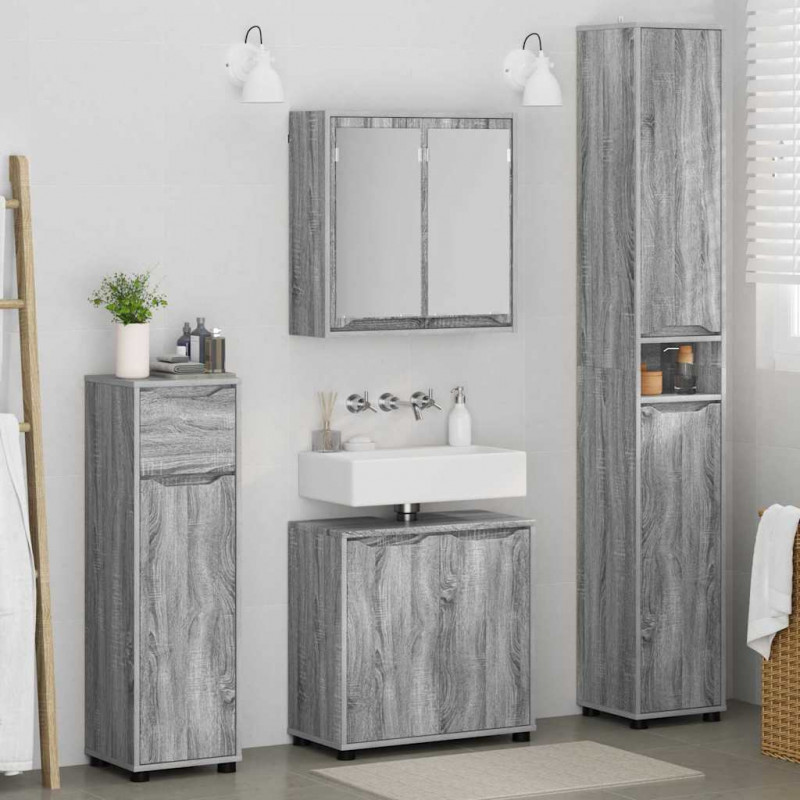Zestaw mebli łazienkowych z szufladą z półką 4 pcs Szary Sonoma