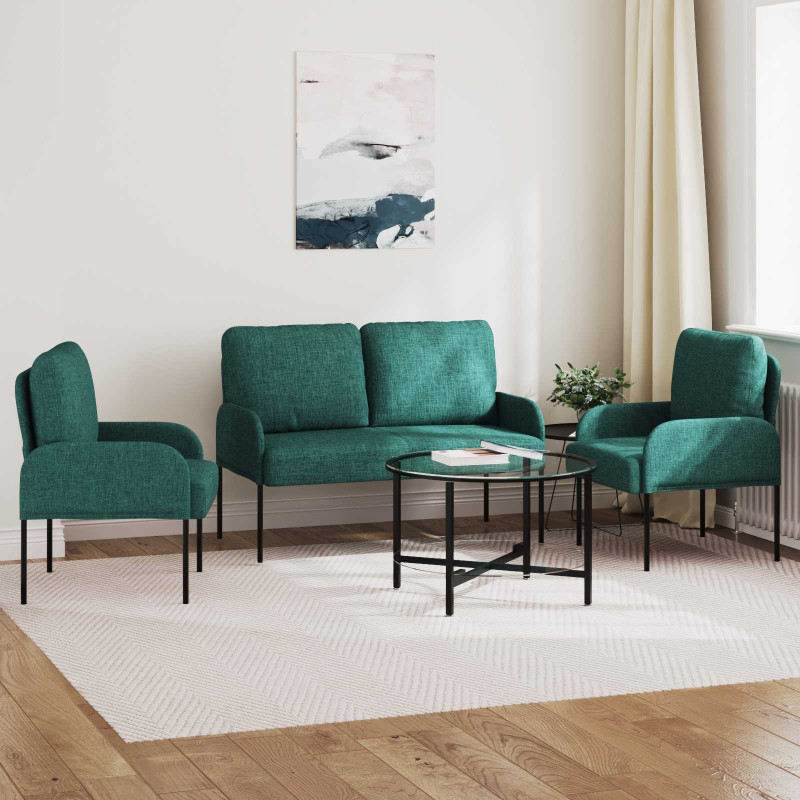 Zestawy sof 3 pcs Ciemna zieleń 115 x 56 x 80 cm sklejka