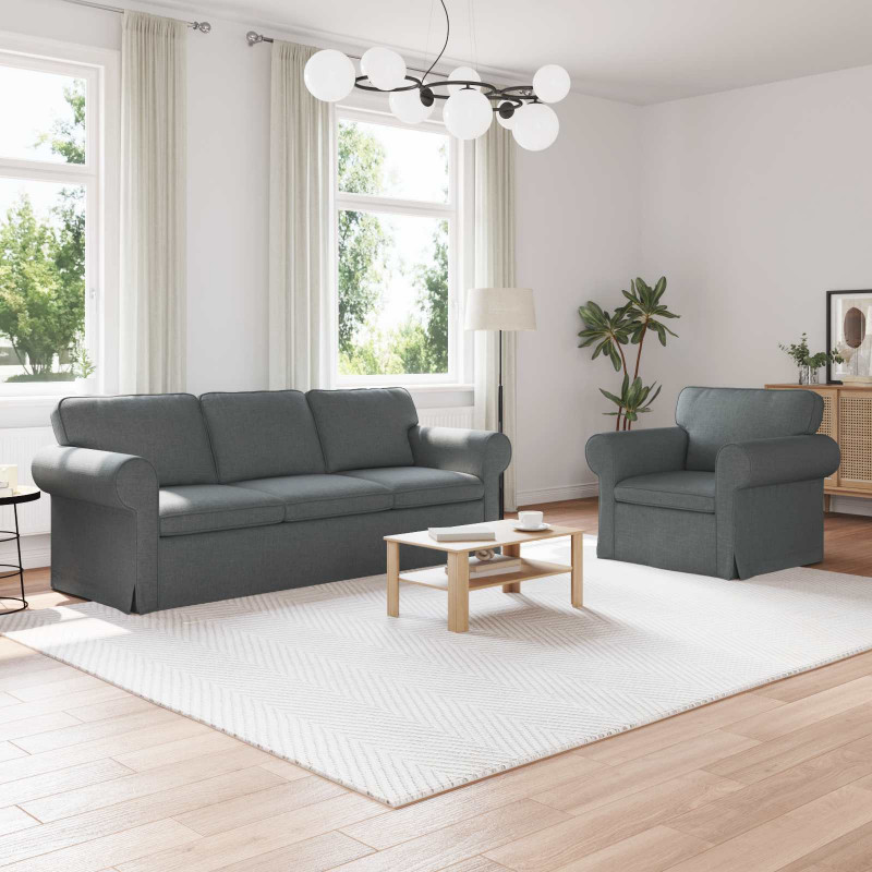 Zestaw Sof 2 pcs Ciemnoszary 215 x 82 x 80 cm tkanina