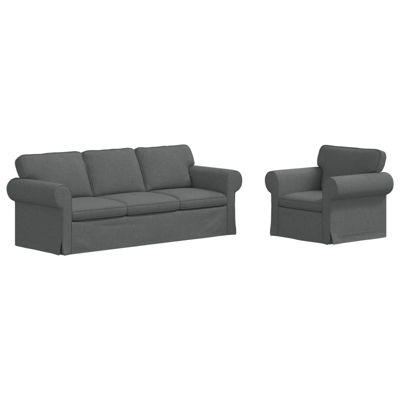 Zestaw Sof 2 pcs Ciemnoszary 215 x 82 x 80 cm tkanina
