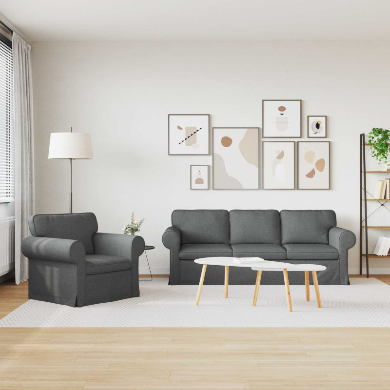 Zestaw Sof 2 pcs Ciemnoszary 215 x 82 x 80 cm tkanina
