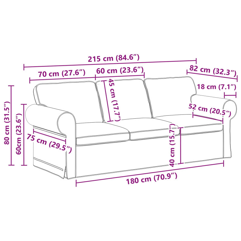 Zestaw Sof 2 pcs Ciemnoszary 215 x 82 x 80 cm tkanina