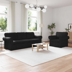 Zestaw Sof 2 pcs Czarny 215 x 82 x 80 cm tkanina