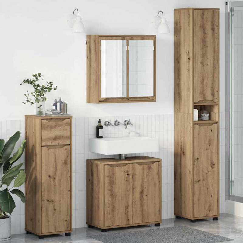 Zestaw mebli łazienkowych z szufladą 4 pcs Dąb rzemieślniczy