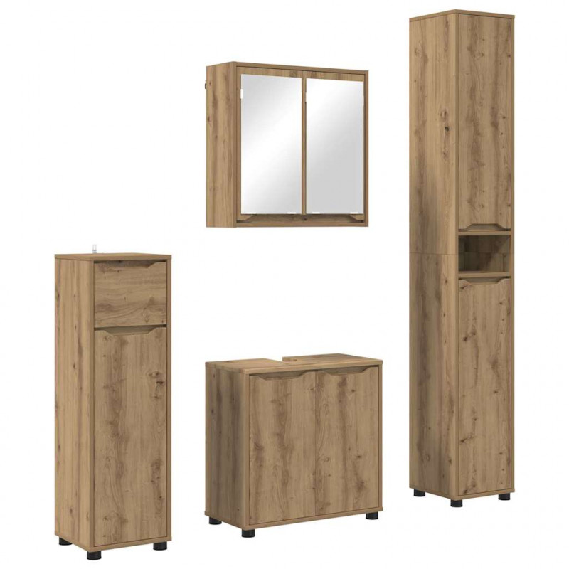 Zestaw mebli łazienkowych z szufladą 4 pcs Dąb rzemieślniczy