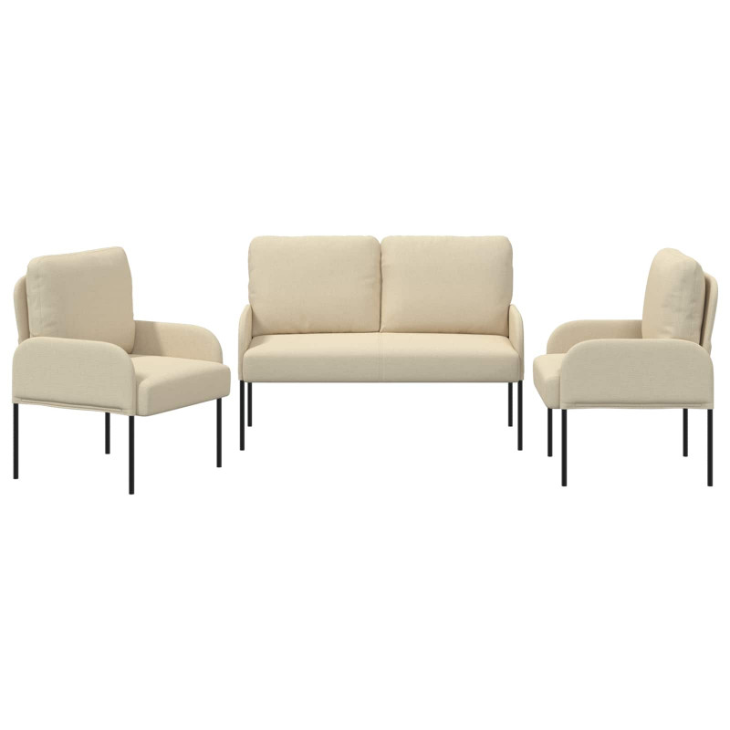 Zestawy sof z poduszką 3 pcs Kremowy 115 x 56 x 80 cm sklejka