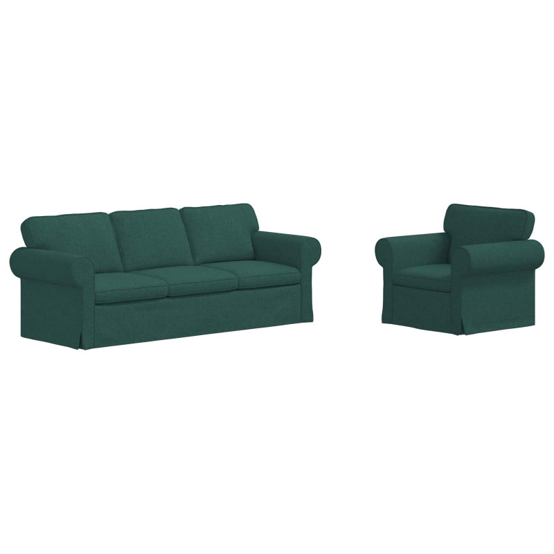 Zestaw Sof 2 pcs Ciemna zieleń 215 x 82 x 80 cm tkanina