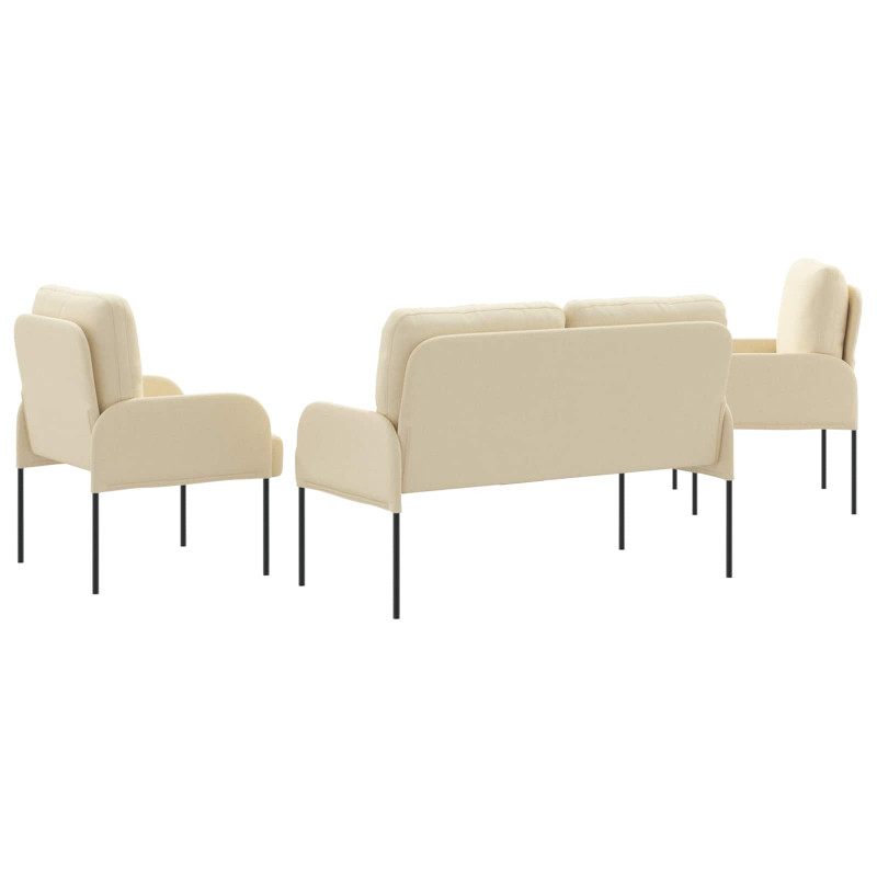 Zestawy sof z poduszką 3 pcs Kremowy 115 x 56 x 80 cm sklejka