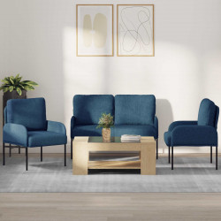 Zestawy sof z poduszką 3 pcs Niebieski 115 x 56 x 80 cm sklejka