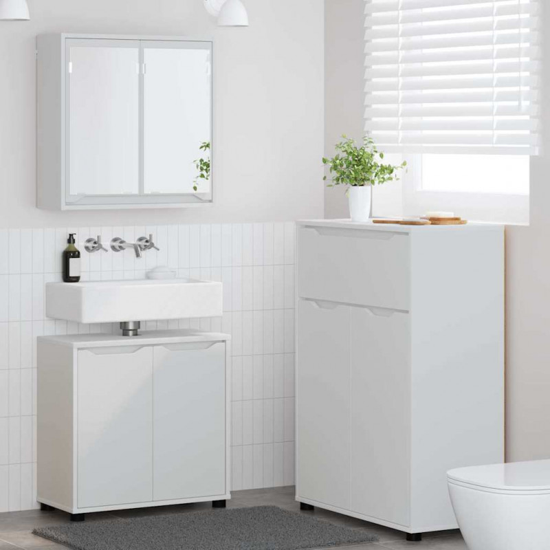 Zestaw mebli łazienkowych 3 pcs Biały Materiał drewnopochodny