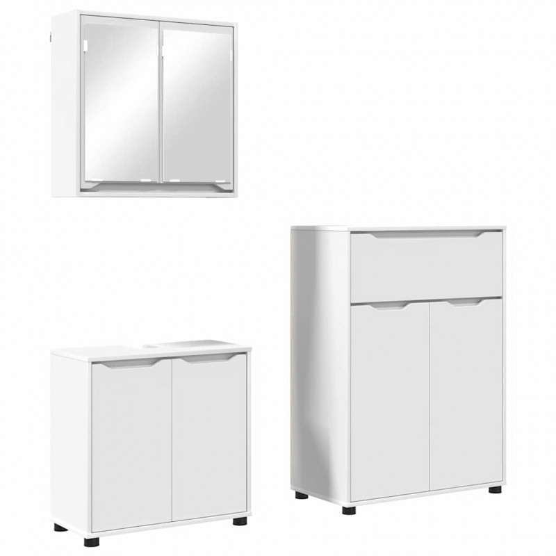 Zestaw mebli łazienkowych 3 pcs Biały Materiał drewnopochodny