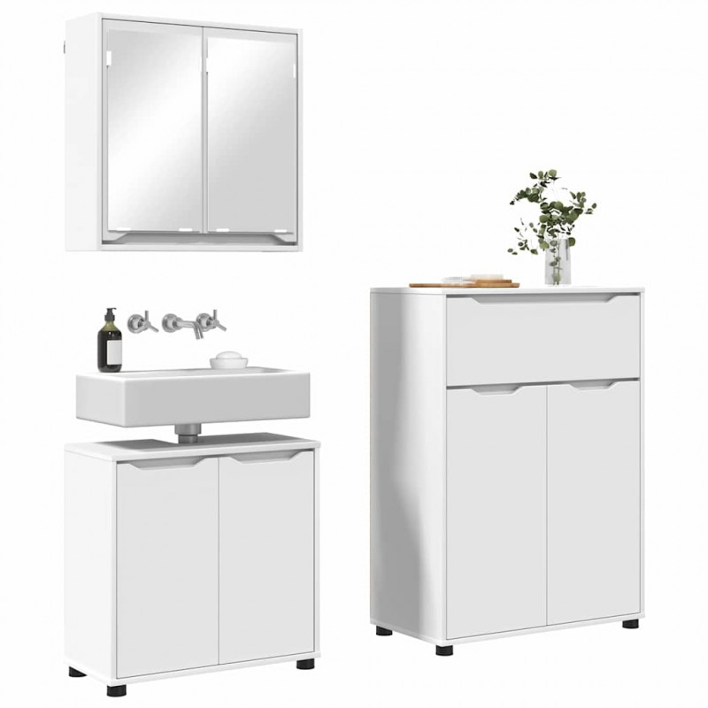 Zestaw mebli łazienkowych 3 pcs Biały Materiał drewnopochodny