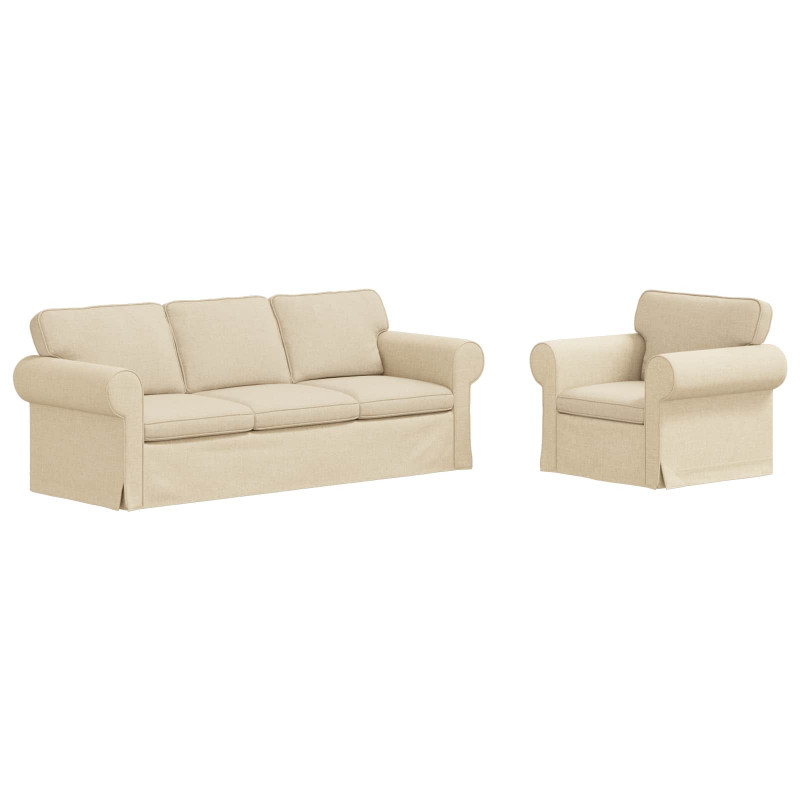 Zestaw Sof 2 pcs Kremowy 215 x 82 x 80 cm tkanina