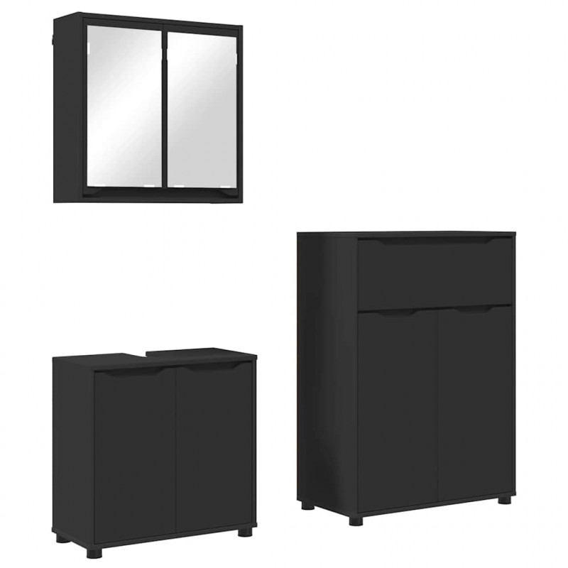 Zestaw mebli łazienkowych 3 pcs Czarny Materiał drewnopochodny