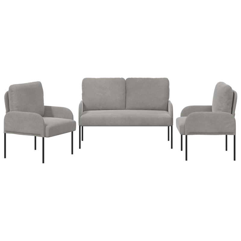 Zestawy sof 3 pcs Jasnoszary 115 x 56 x 80 cm sklejka
