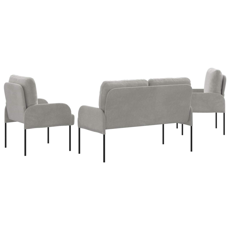 Zestawy sof 3 pcs Jasnoszary 115 x 56 x 80 cm sklejka