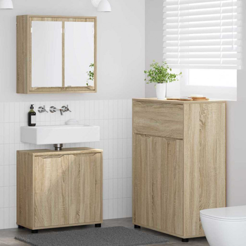 Zestaw mebli łazienkowych z szufladą z półką 3 pcs Dąb Sonoma