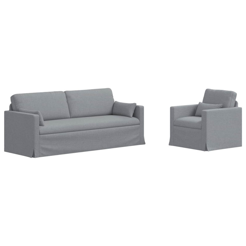 Zestaw Sof 2 pcs Jasnoszary 198 x 78 x 80 cm tkanina