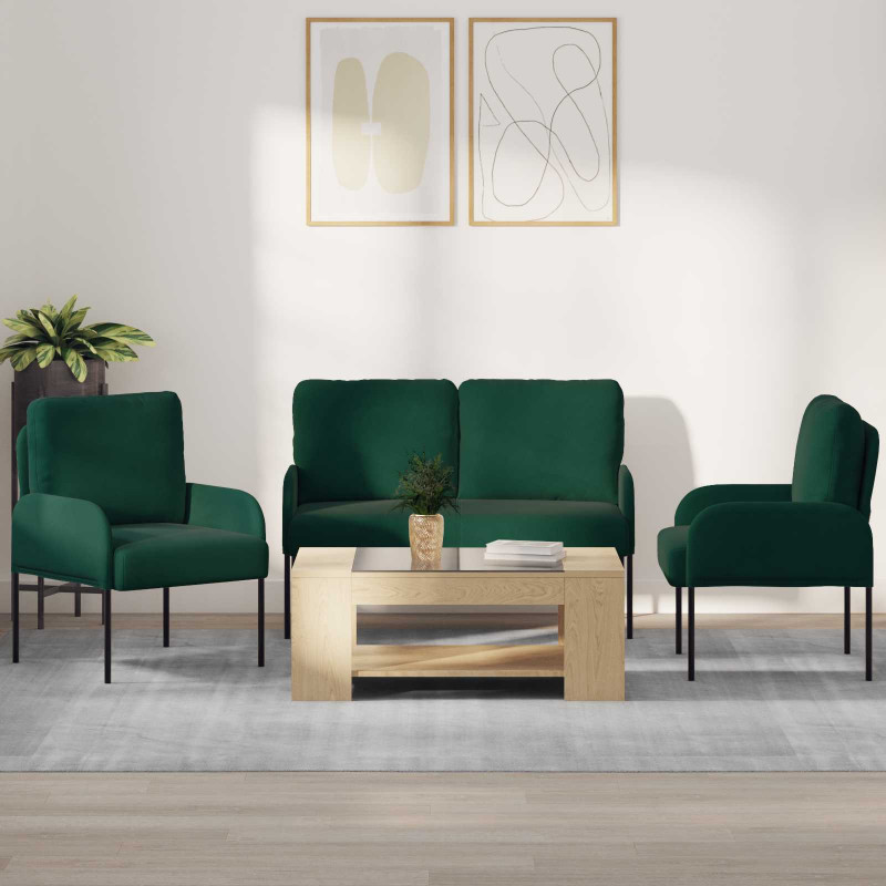 Zestawy sof 3 pcs Ciemna zieleń 115 x 56 x 80 cm sklejka
