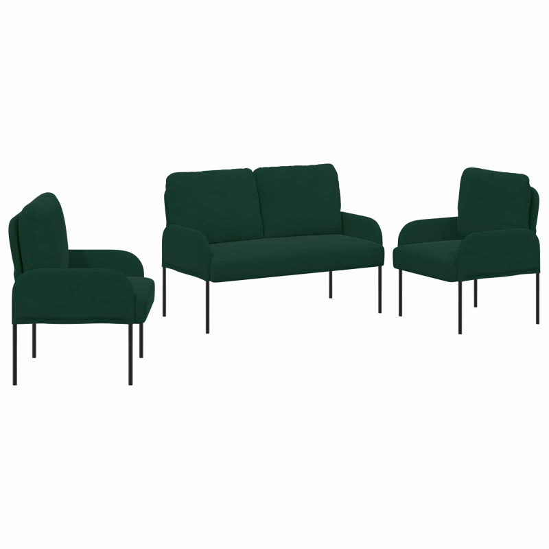 Zestawy sof 3 pcs Ciemna zieleń 115 x 56 x 80 cm sklejka
