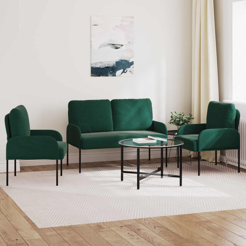 Zestawy sof 3 pcs Ciemna zieleń 115 x 56 x 80 cm sklejka