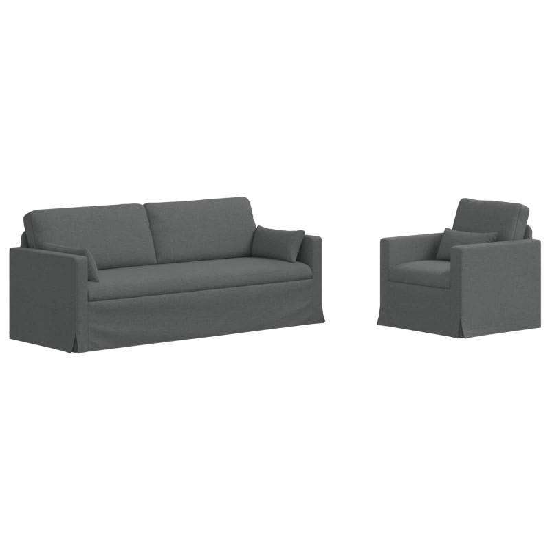 Zestaw Sof 2 pcs Ciemnoszary 198 x 78 x 80 cm tkanina